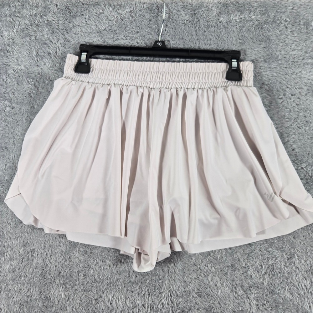 Varsity Spirit Womens Small Cream 2-in-1 Athletic Flowy Shorts Cheer Dance S